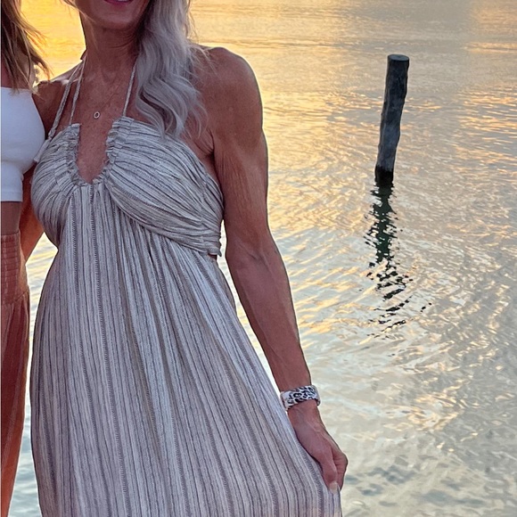 ISO…VICI dress in brown and cream stripes - Picture 2 of 3